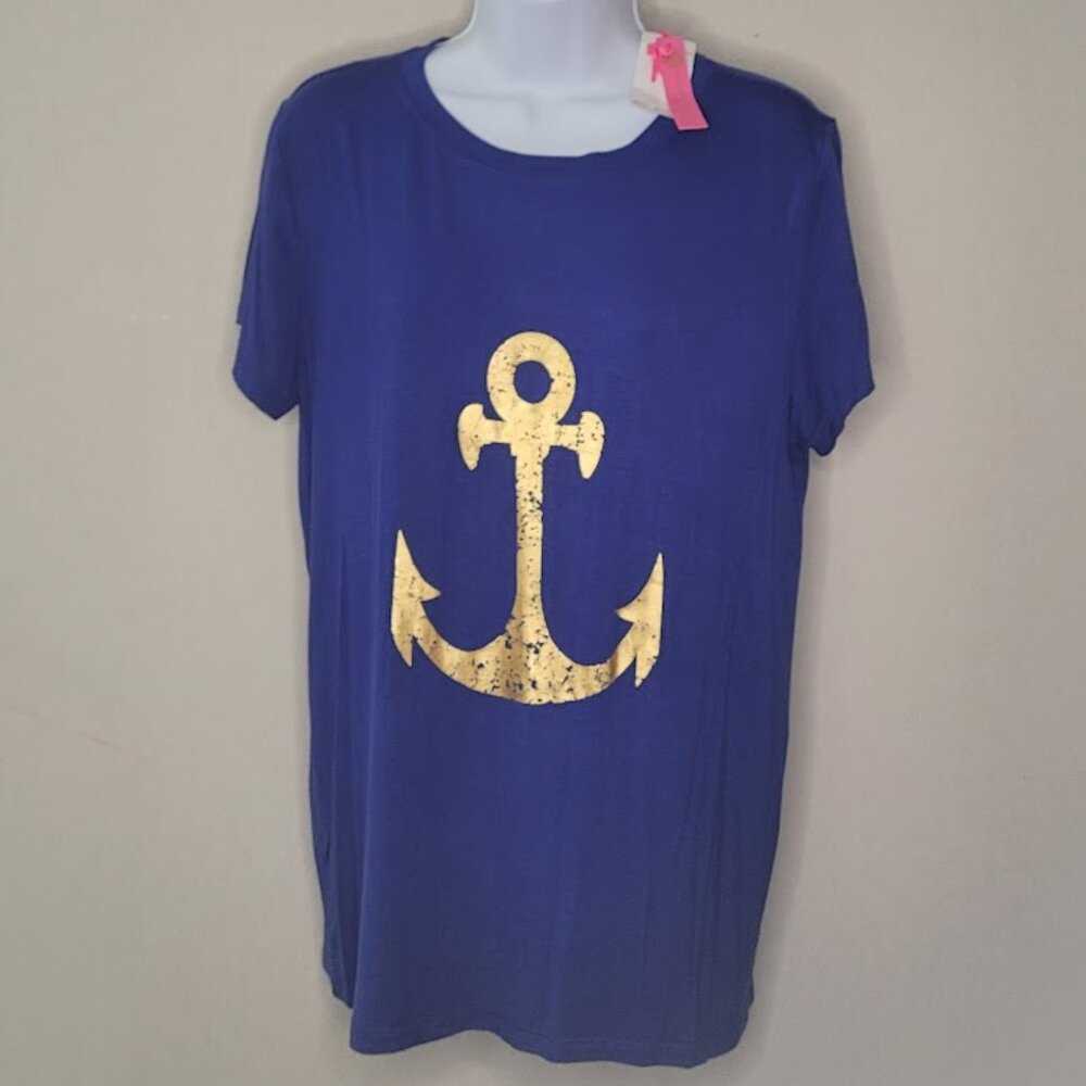 NWT, Macbeth Collection by Margaret Josephs, Navy Anchor top, Size Medium,